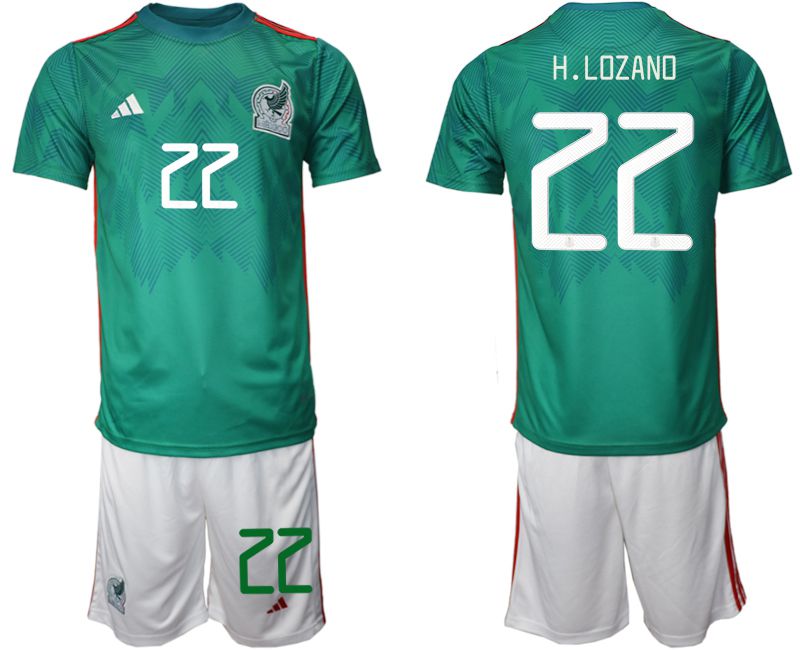 Men 2022 World Cup National Team Mexico home green #22 Soccer Jersey